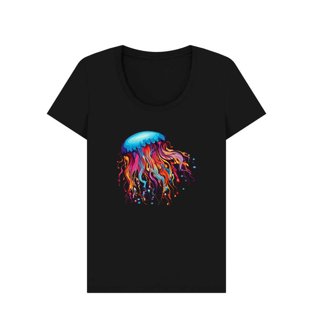 Black Colour Drip Jellyfish Dance - Women's Scoop Neck T-shirt