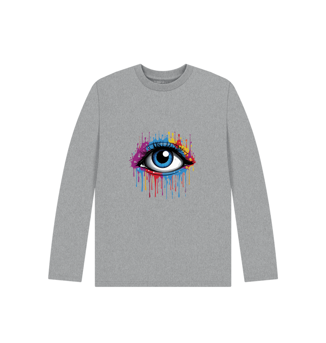 Athletic Grey Colour Drip Vision - Kids Organic Long Sleeve T-shirt