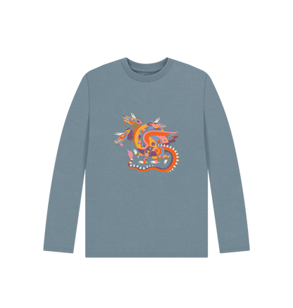 Stone Blue Three Headed Dragon - Kids' Organic Long Sleeve T-shirt