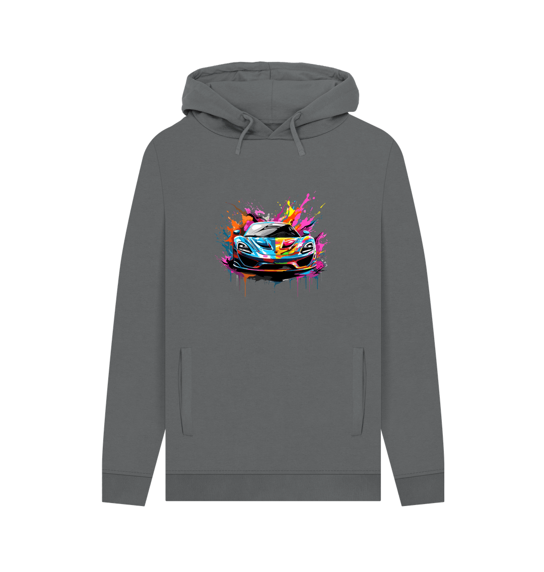 Slate Grey Colour Drip Top Car - Men's Pullover Hoodie