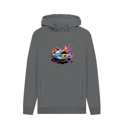 Slate Grey Colour Drip Top Car - Men's Pullover Hoodie