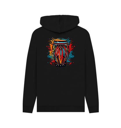 Black Colour Drip African Drum - Mens Pullover Hoodie