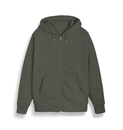 Khaki Plain Unisex Full Zip Hoody