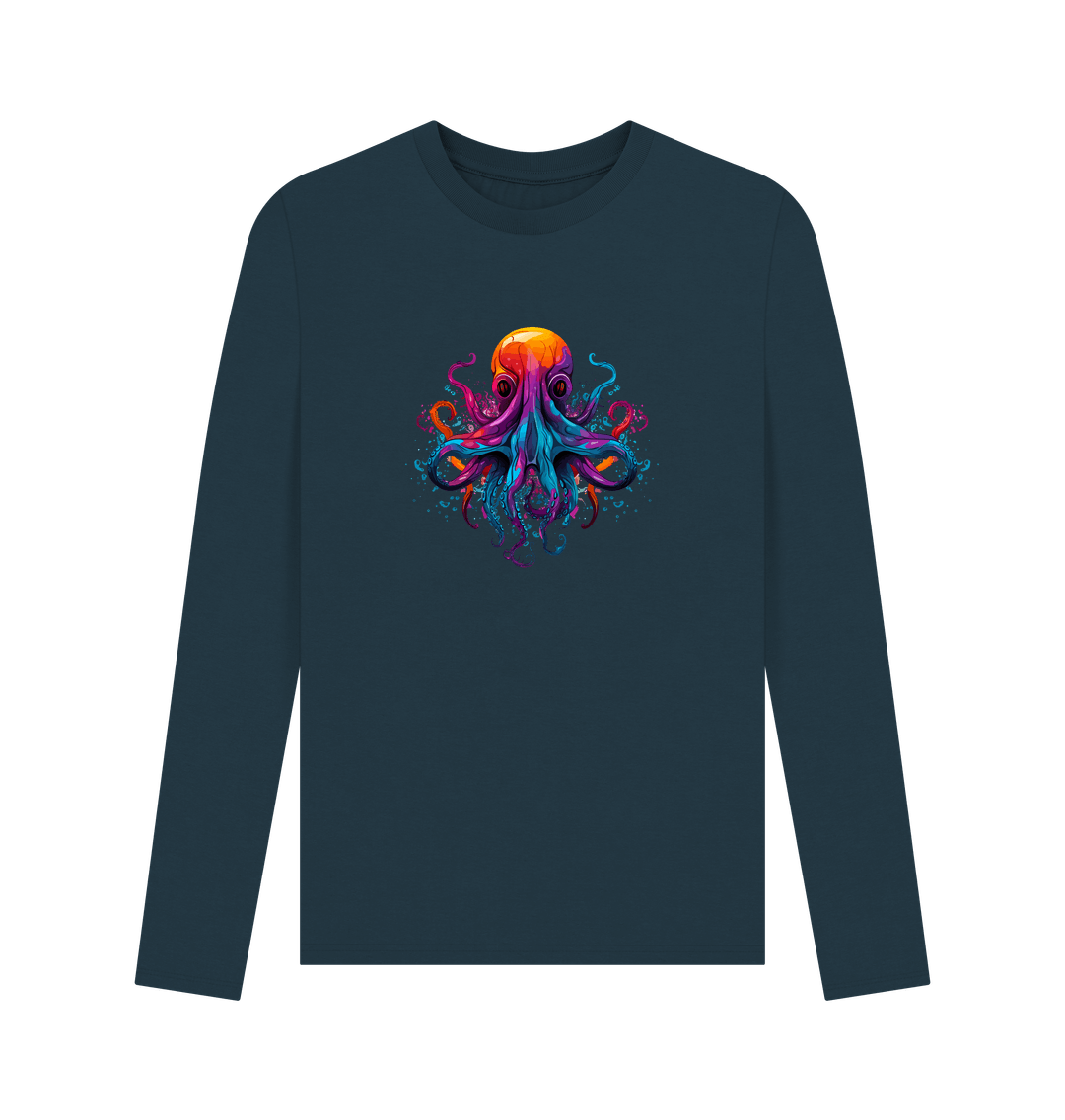 Denim Blue Colour Drip Octopus Dance - Men's Long Sleeve T-shirt