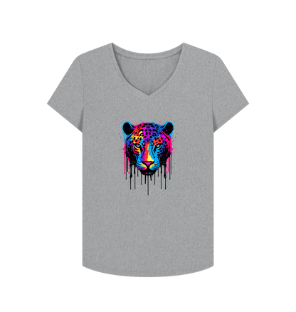 Athletic Grey Colour Drip Wild Butterfly - Women's V-Neck T-shirt