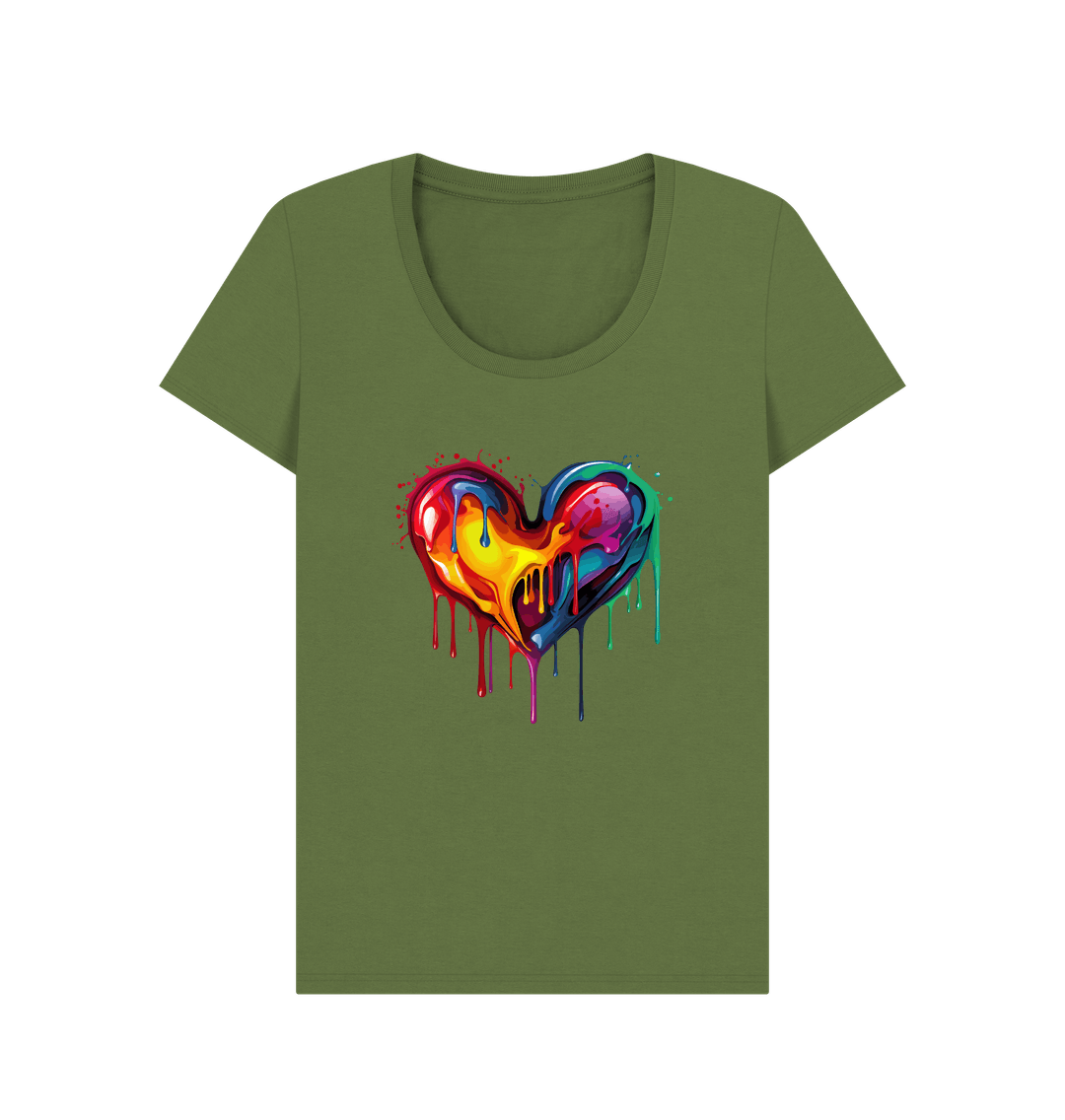 Khaki Colour Drip Colour of Love - Women's Scoop Neck T-shirt