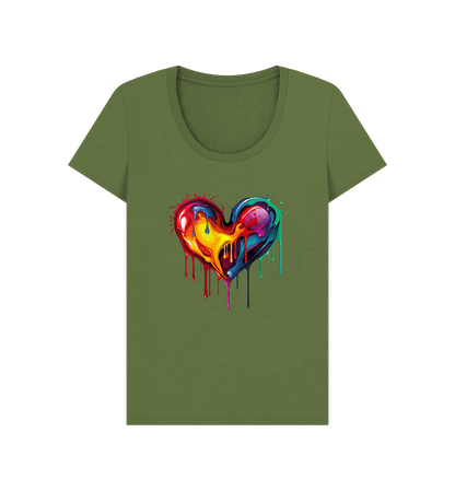 Khaki Colour Drip Colour of Love - Women's Scoop Neck T-shirt