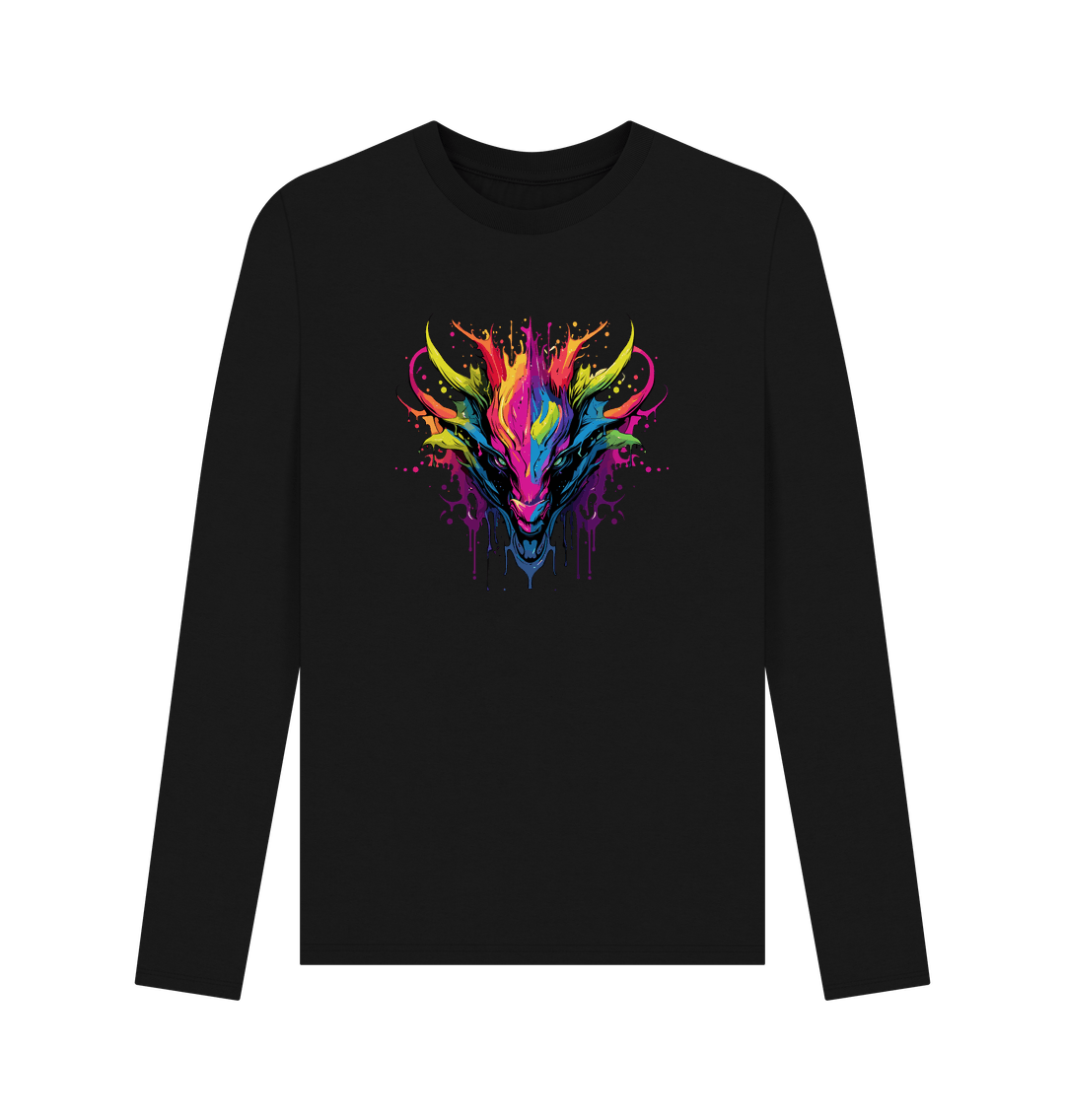 Black Colour Drip Dragon - Men's Long Sleeve T-shirt