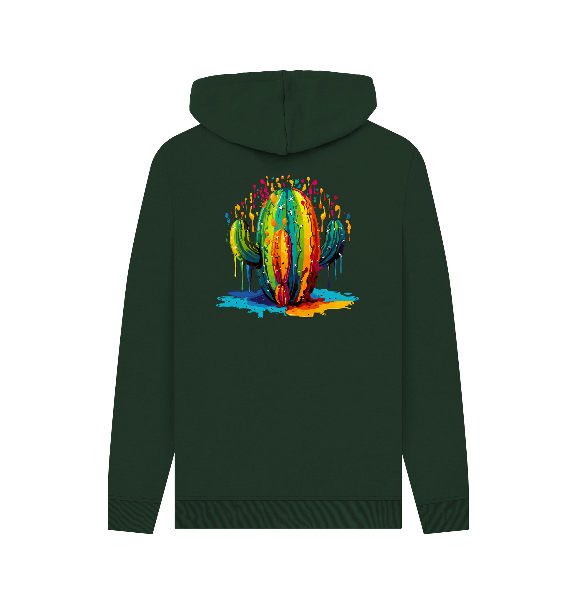 Evergreen Colour Drip Cactus - Mens Pullover Hoodie