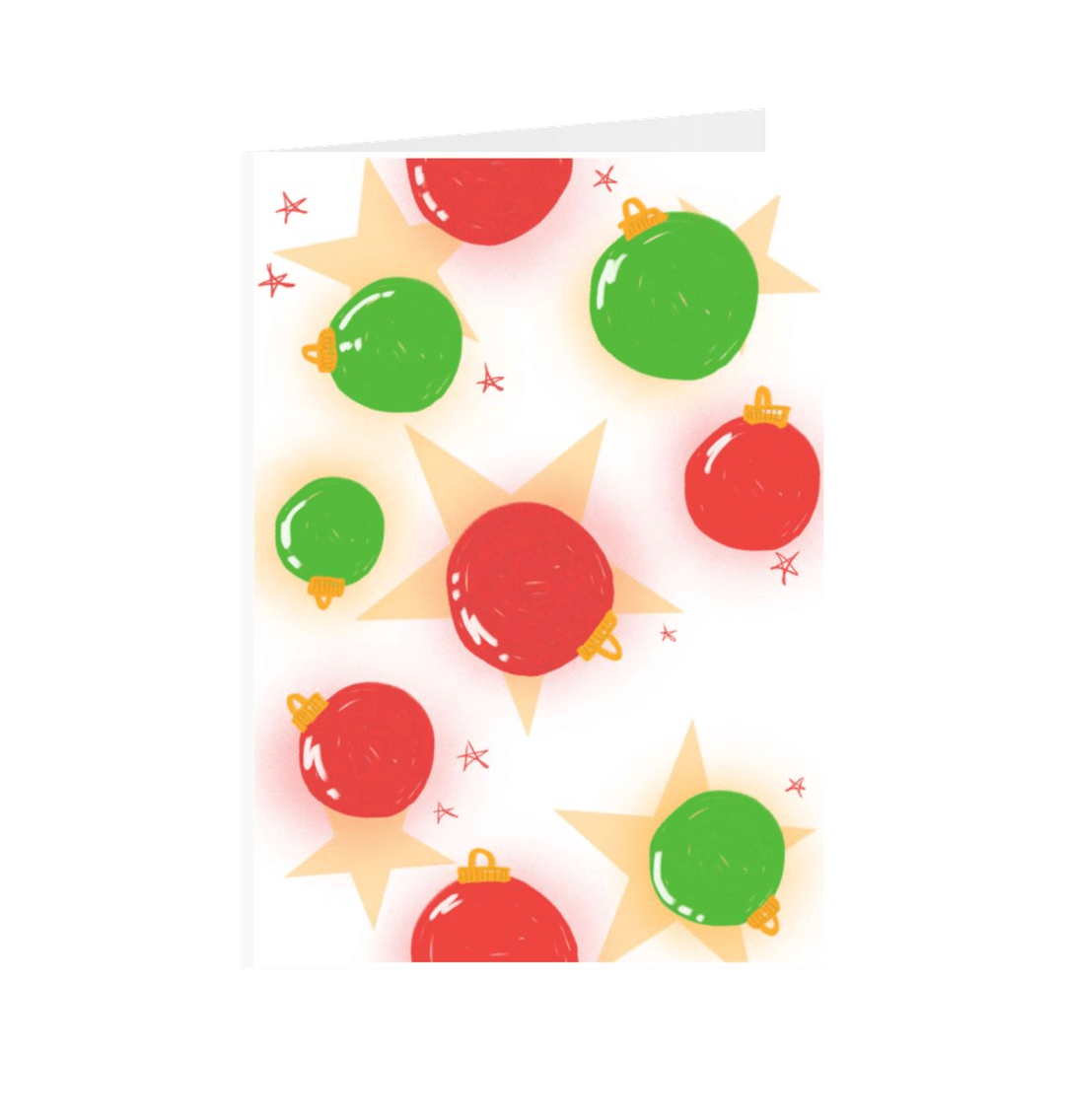 White Bright & Festive Baubles Greeting Card by Emma Garrett