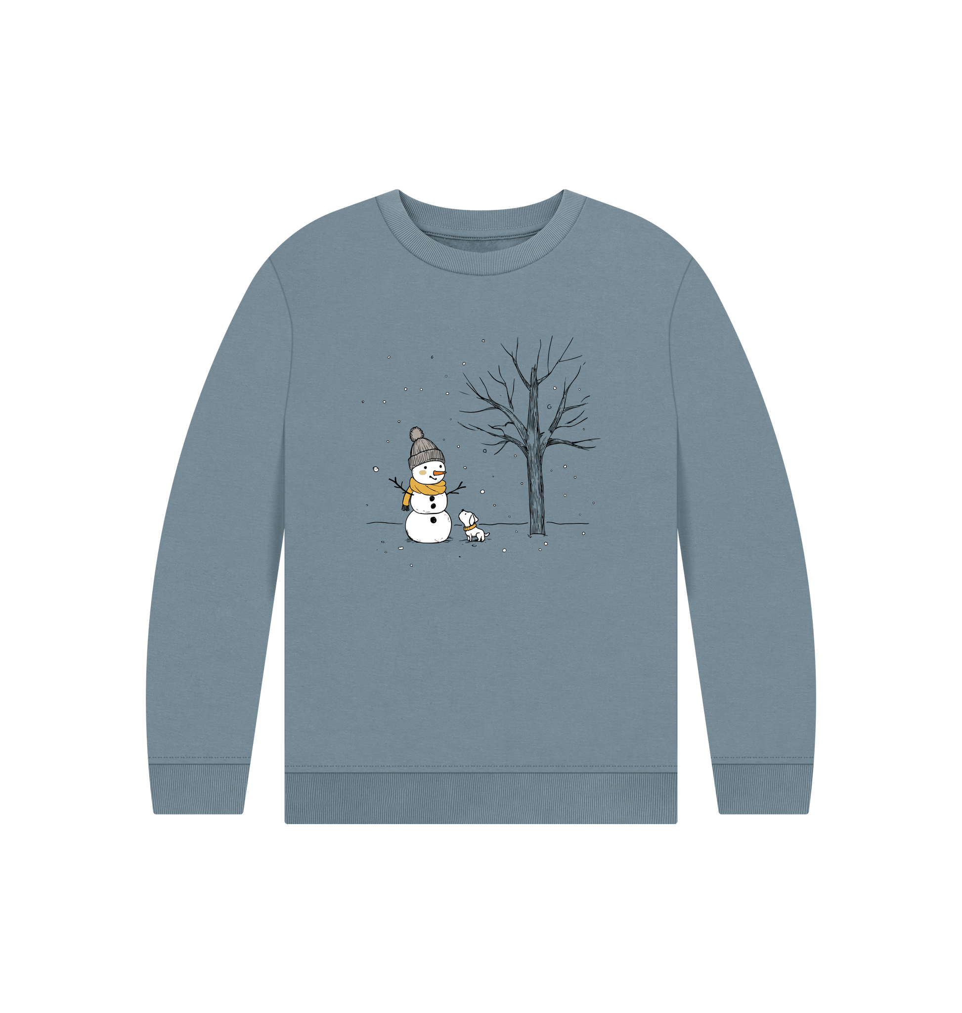 Stone Blue Printed Kids Jumper Front