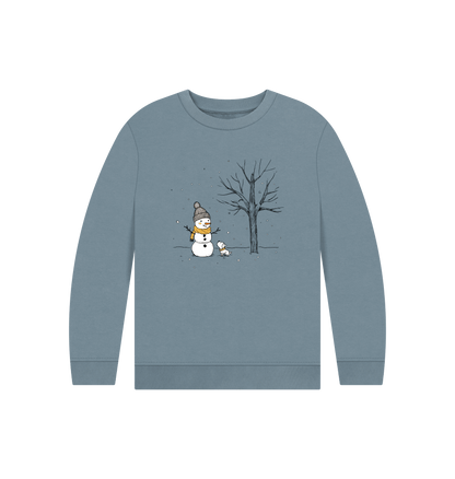 Stone Blue Printed Kids Jumper Front