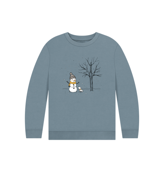 Stone Blue Printed Kids Jumper Front