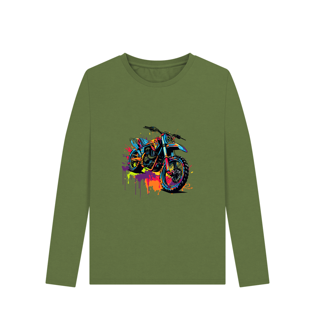 Khaki Colour Drip Rider - Women's Long Sleeve T-shirt