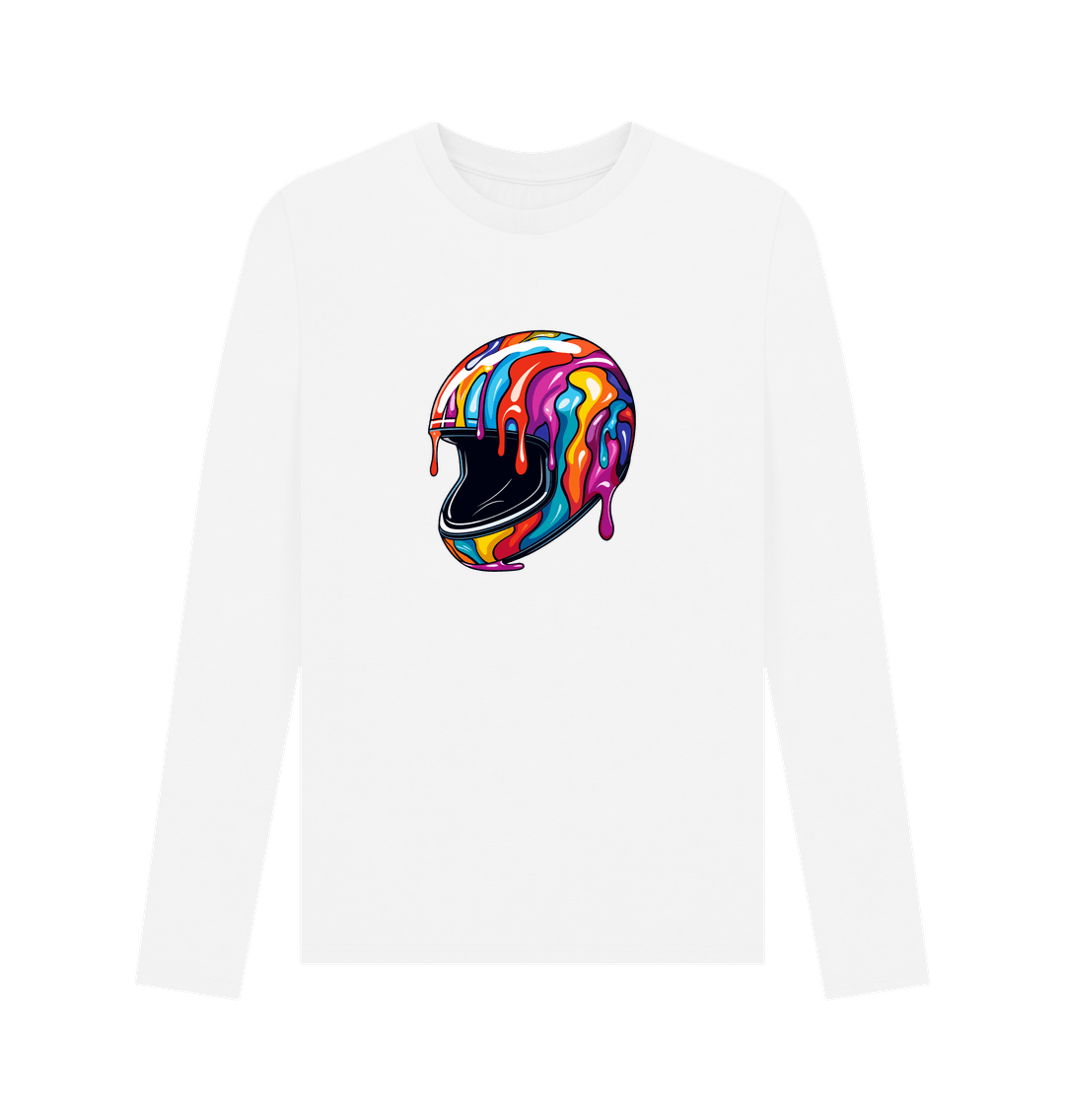 White Colour Drip Helmet - Men's Long Sleeve T-shirt