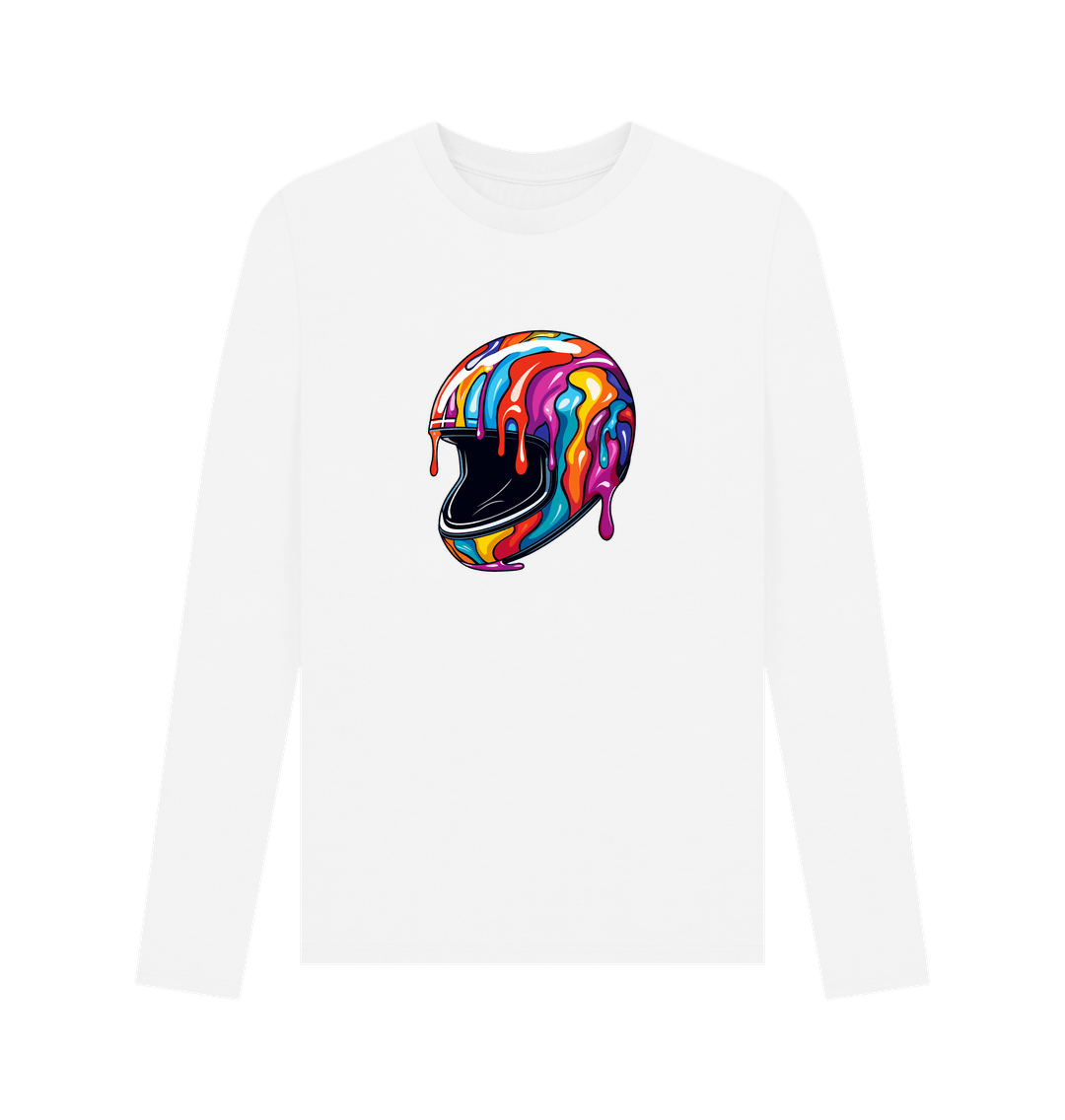 White Printed Long Sleeve T Shirt Front