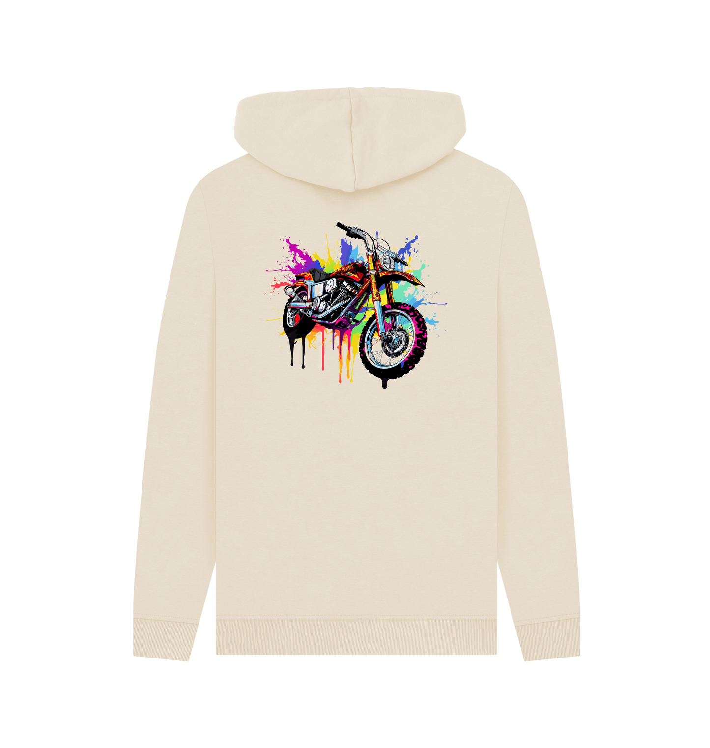 Oat Colour Drip Bike - Mens Pullover Hoodie