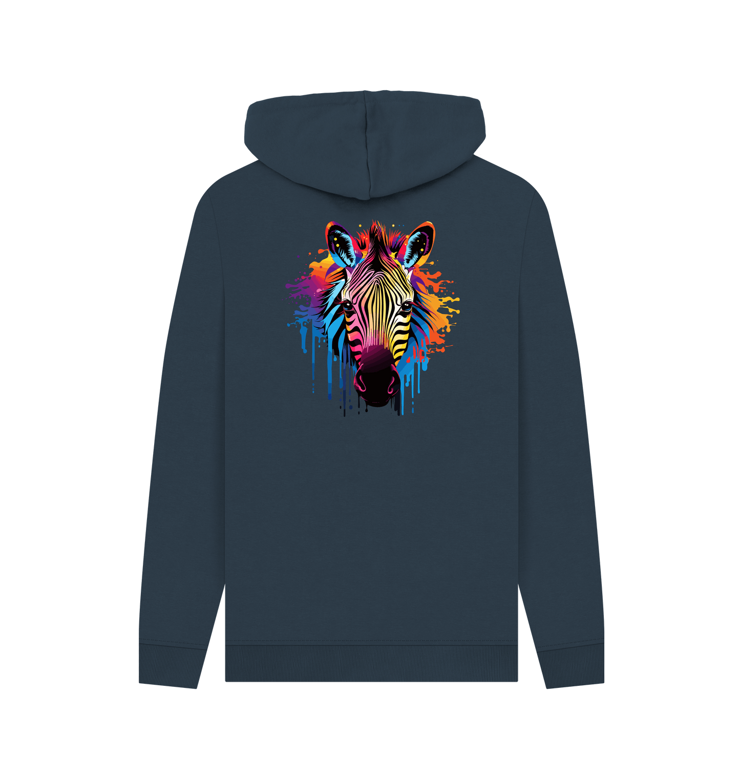 Navy Colour Drip Zebra - Mens Pullover Hoodie