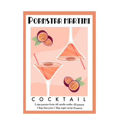 White Pornstar Martini Cocktail Artwork