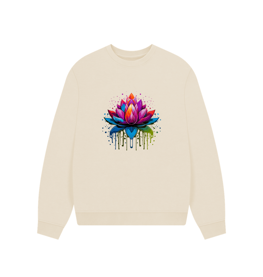 Oat Colour Drip Lotus - Women's Oversized Jumper