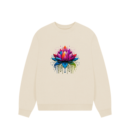 Oat Colour Drip Lotus - Women's Oversized Jumper