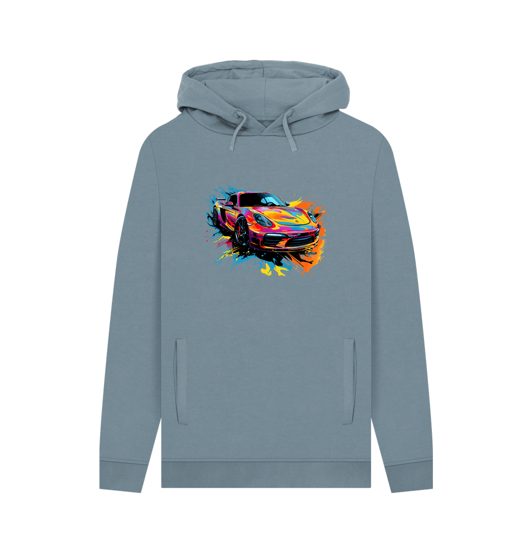 Stone Blue Colour Drip Speedster - Men's Pullover Hoodie