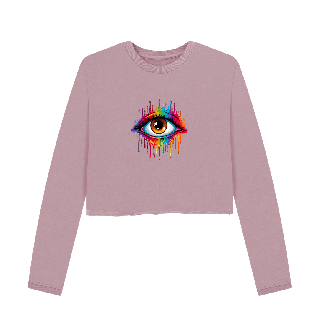 Mauve Colour Drip Eye Spy - Women's Boxy Jumper