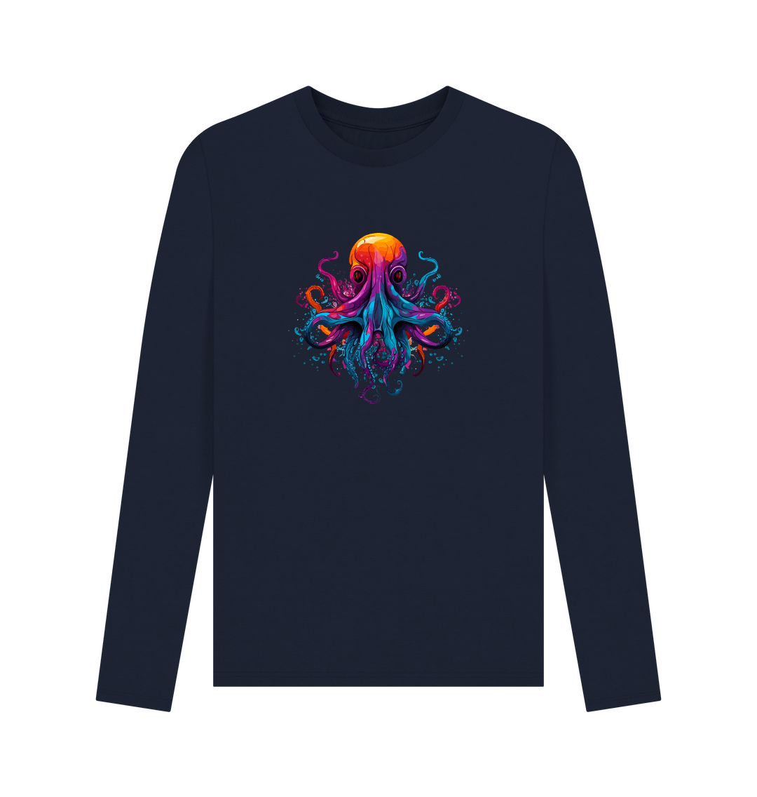 Navy Blue Colour Drip Octopus Dance - Men's Long Sleeve T-shirt