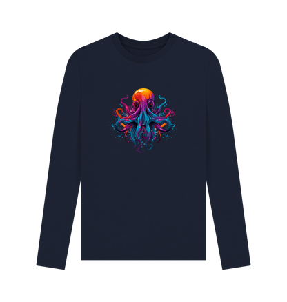 Navy Blue Colour Drip Octopus Dance - Men's Long Sleeve T-shirt