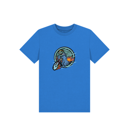 Bright Blue Printed Kids T-Shirt Front