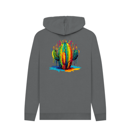 Slate Grey Colour Drip Cactus - Mens Pullover Hoodie