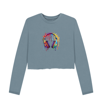 Stone Blue Colour Drip Music - Women's Boxy Jumper