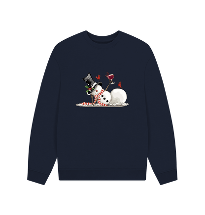 Navy Blue Printed Sweater Front