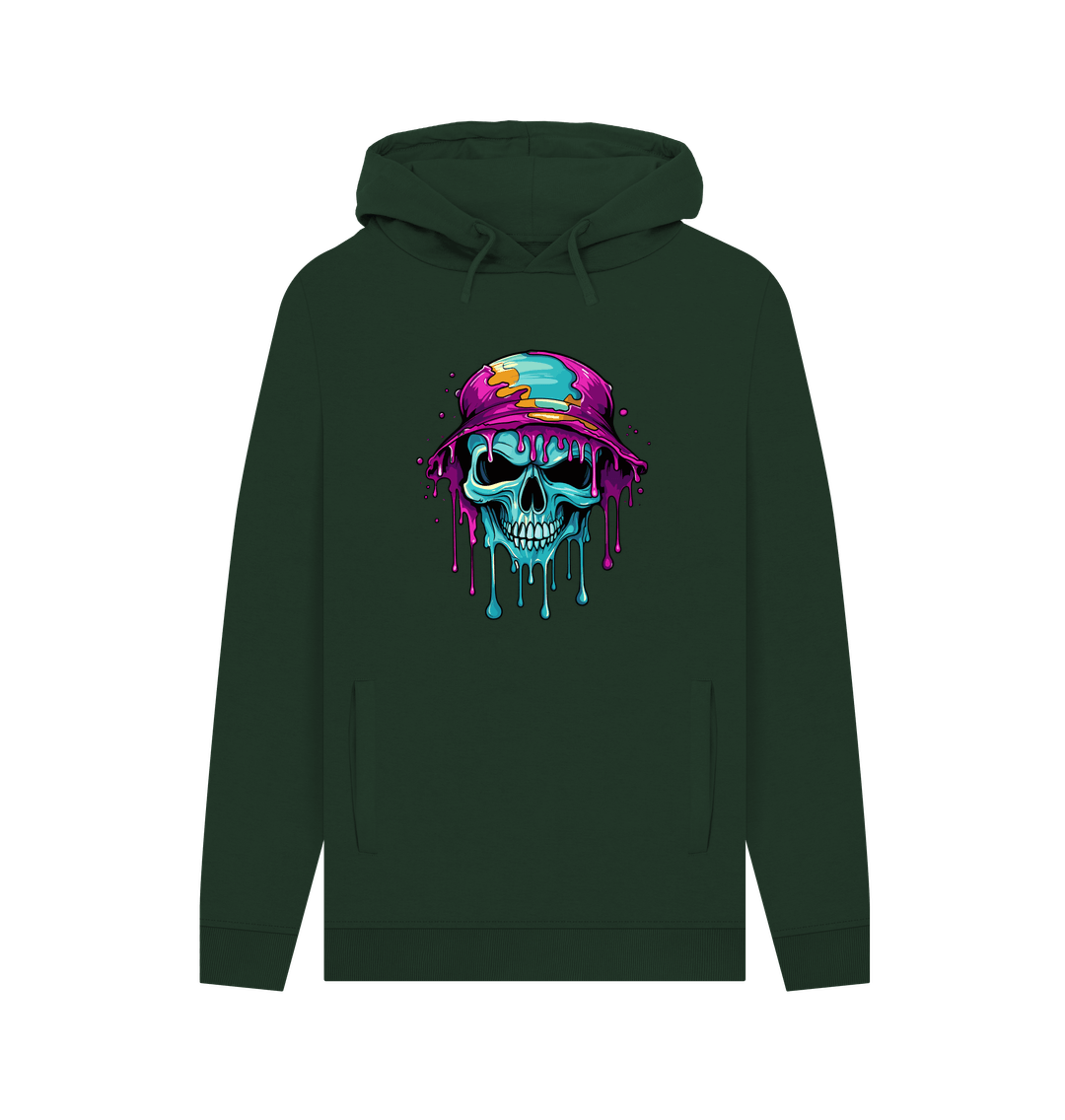 Evergreen Colour Drip Skull Hat - Men's Pullover Hoodie