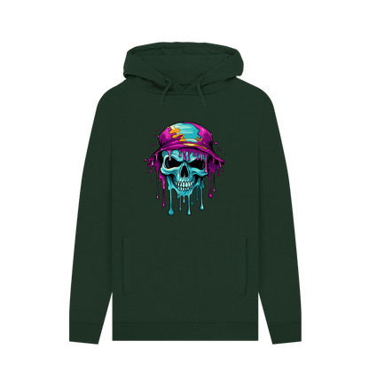 Evergreen Colour Drip Skull Hat - Men's Pullover Hoodie