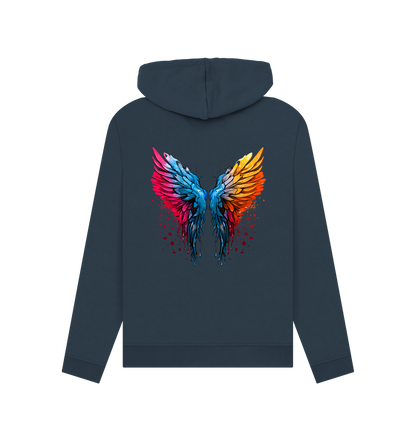 Navy Blue Colour Drip Angel Wings - Womens Pullover Hoody