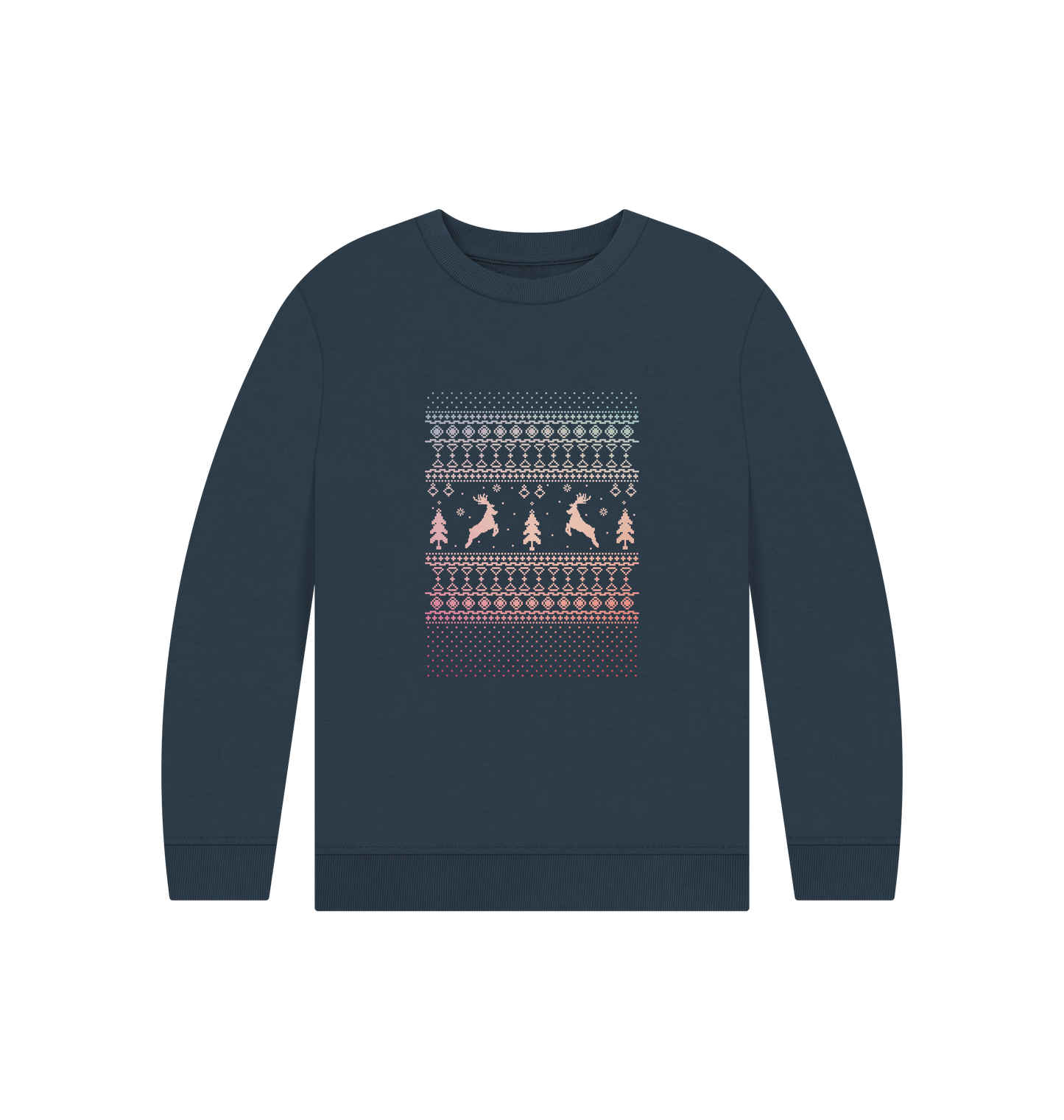 Navy Blue Printed Kids Jumper Front