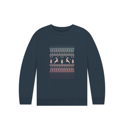 Navy Blue Printed Kids Jumper Front