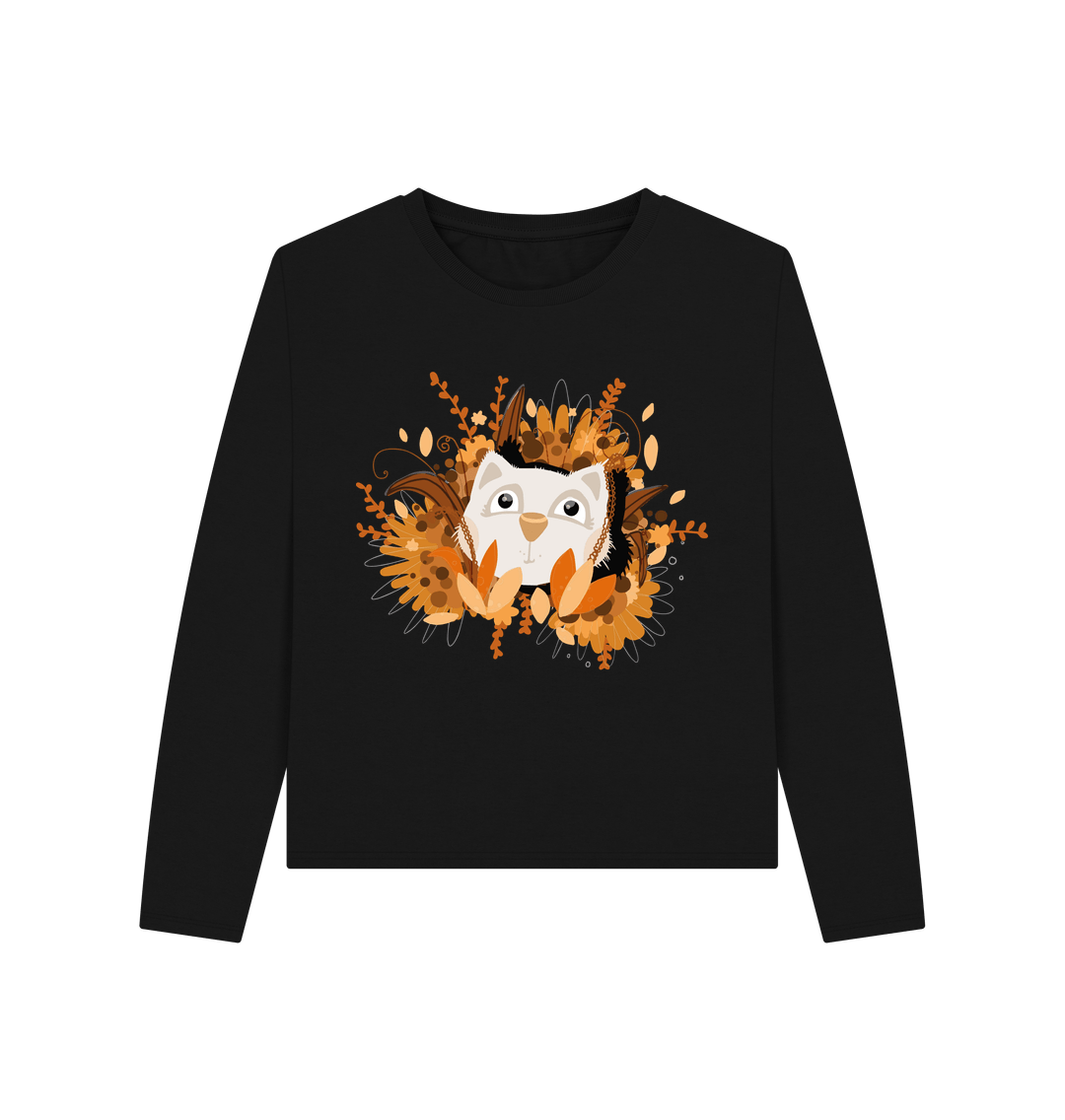 Black Leafy Cat - Women's Heavyweight Long Sleeve T-Shirt