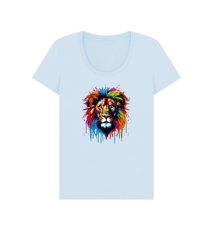 Sky Blue Colour Drip Lion - Women's Scoop Neck T-shirt