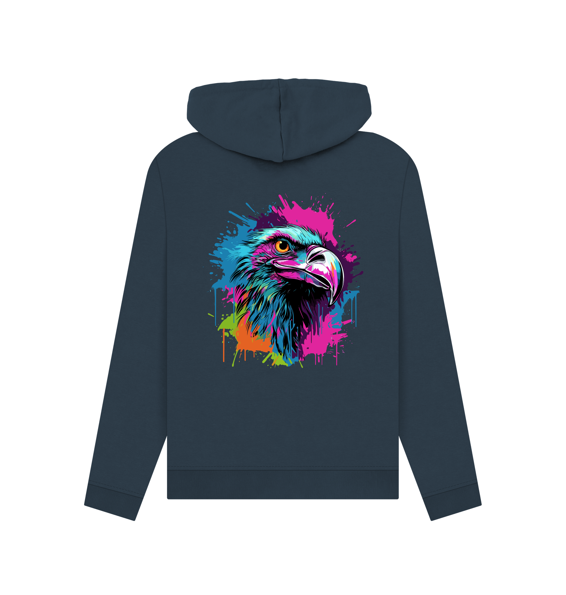 Navy Blue Printed Hoody Back