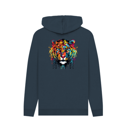 Navy Colour Drip Wild Tiger - Men's Pullover Hoodie