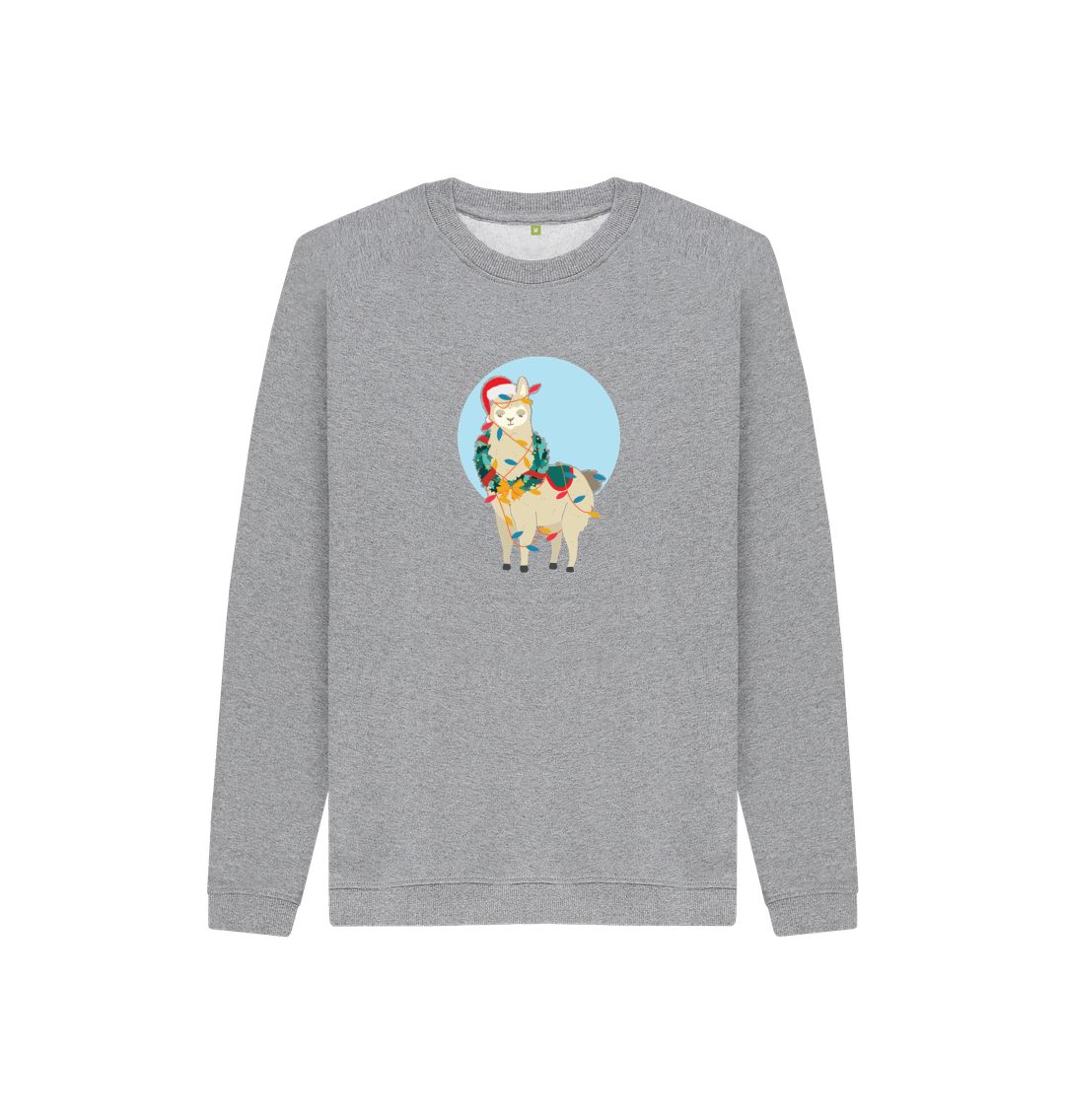 Athletic Grey Merry Llama - Unisex Kids' Organic Jumper