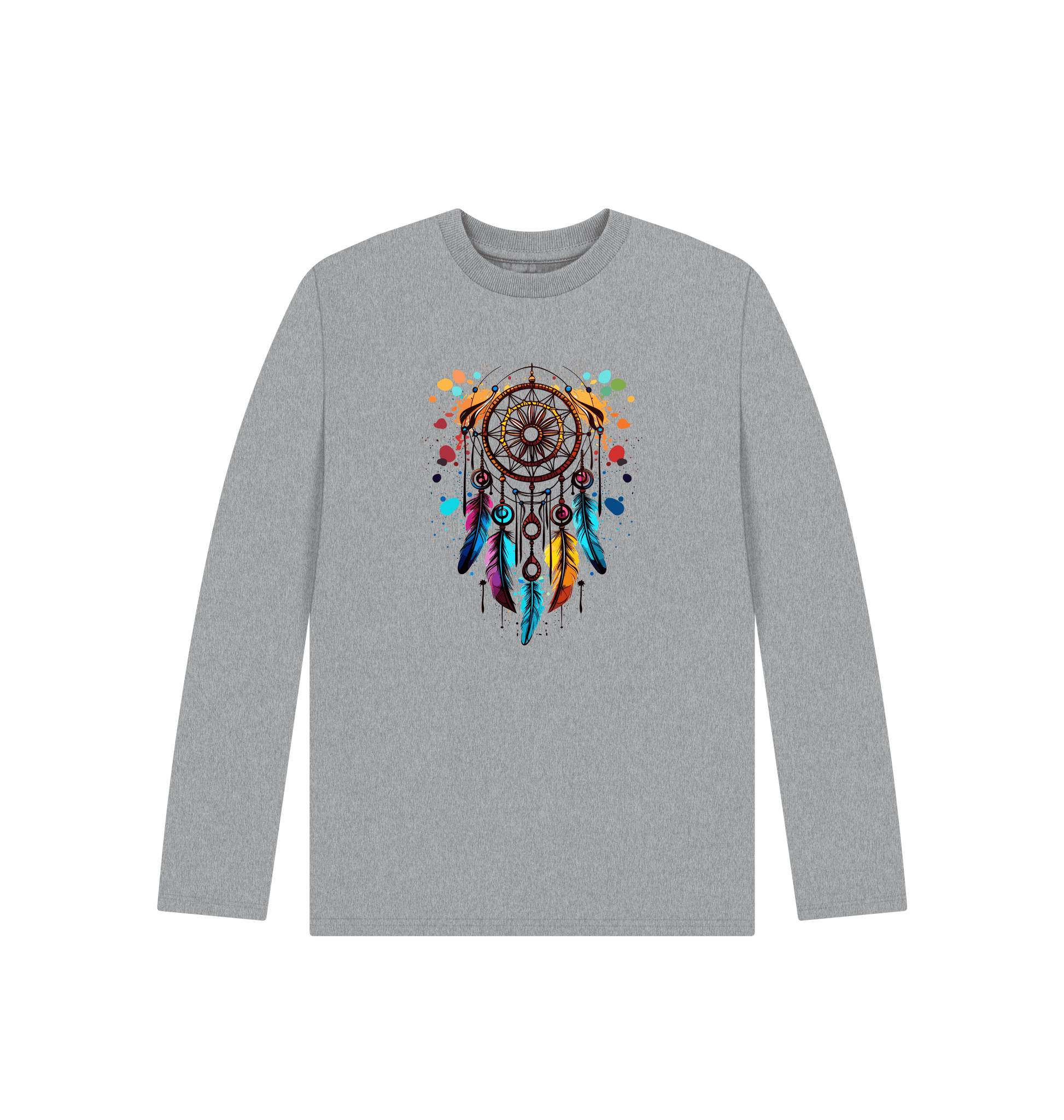 Athletic Grey Colour Drip Indian Dreams - Kids Organic Long Sleeve T-shirt