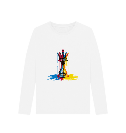 White Printed Long Sleeve T Shirt