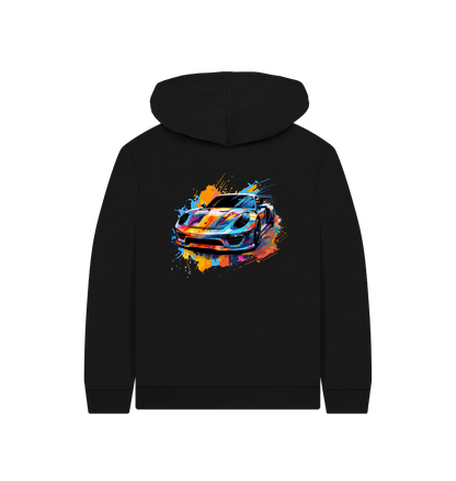 Black Colour Drip Fast Car - Kids Pullover Hoody