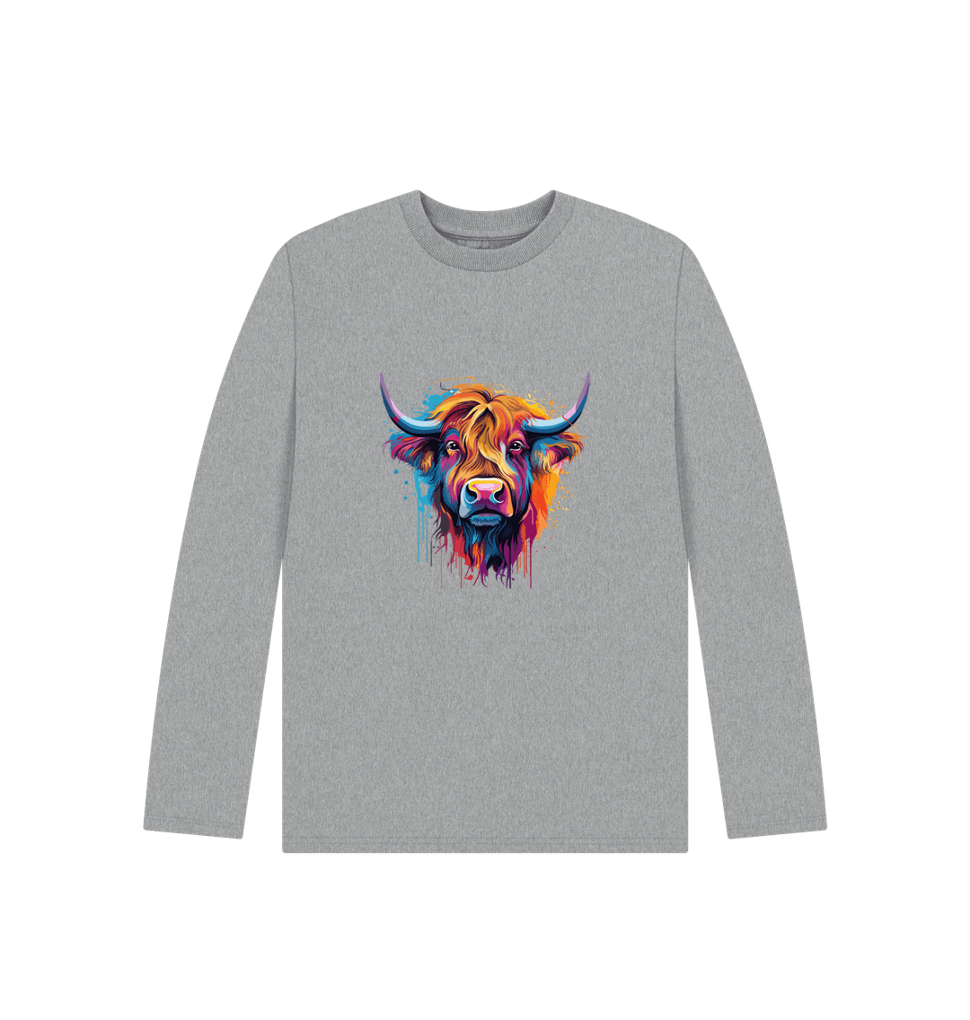 Athletic Grey Colour Drip Bull - Kids Organic Long Sleeve T-shirt