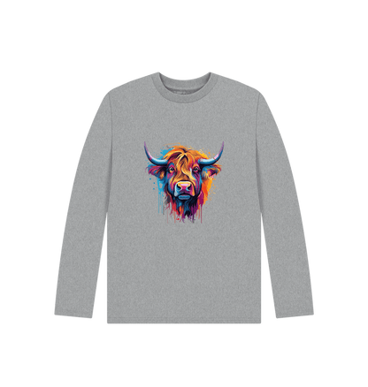 Athletic Grey Colour Drip Bull - Kids Organic Long Sleeve T-shirt