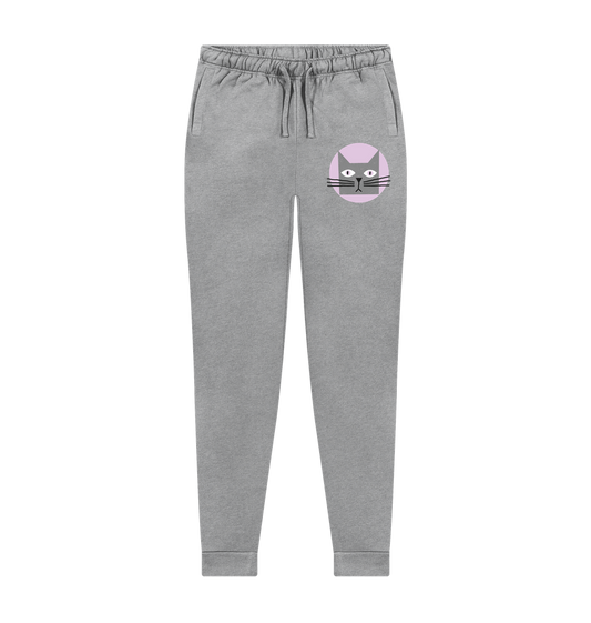 Gray sweatpants with cat face design