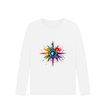 White Colour Drip Compass - Women's Long Sleeve T-shirt